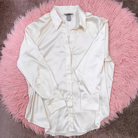 H&M Cream Long-sleeved Blouse - Picture 1 of 2